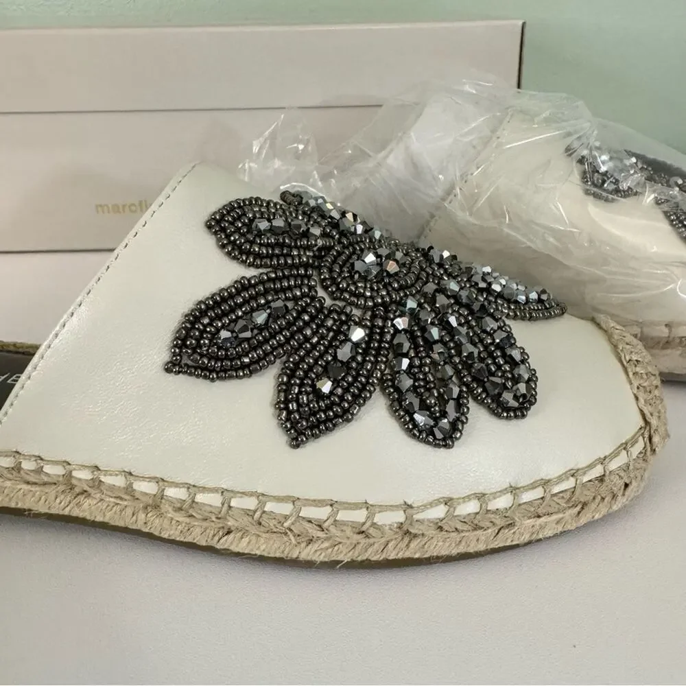 Marc Fisher Women's Slip On Espadrille Leather Beaded Rope Loafers‎ Size 5.5 NIB